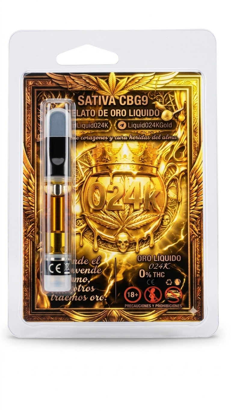 024K Gelato de Oro Líquido — Sativa CBG9, blister dorado